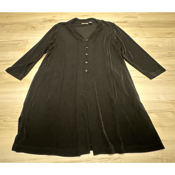 Chico's Travelers 3 16 Cardigan Button Down V-neck Long Sleeve Black - Picture 1 of 7